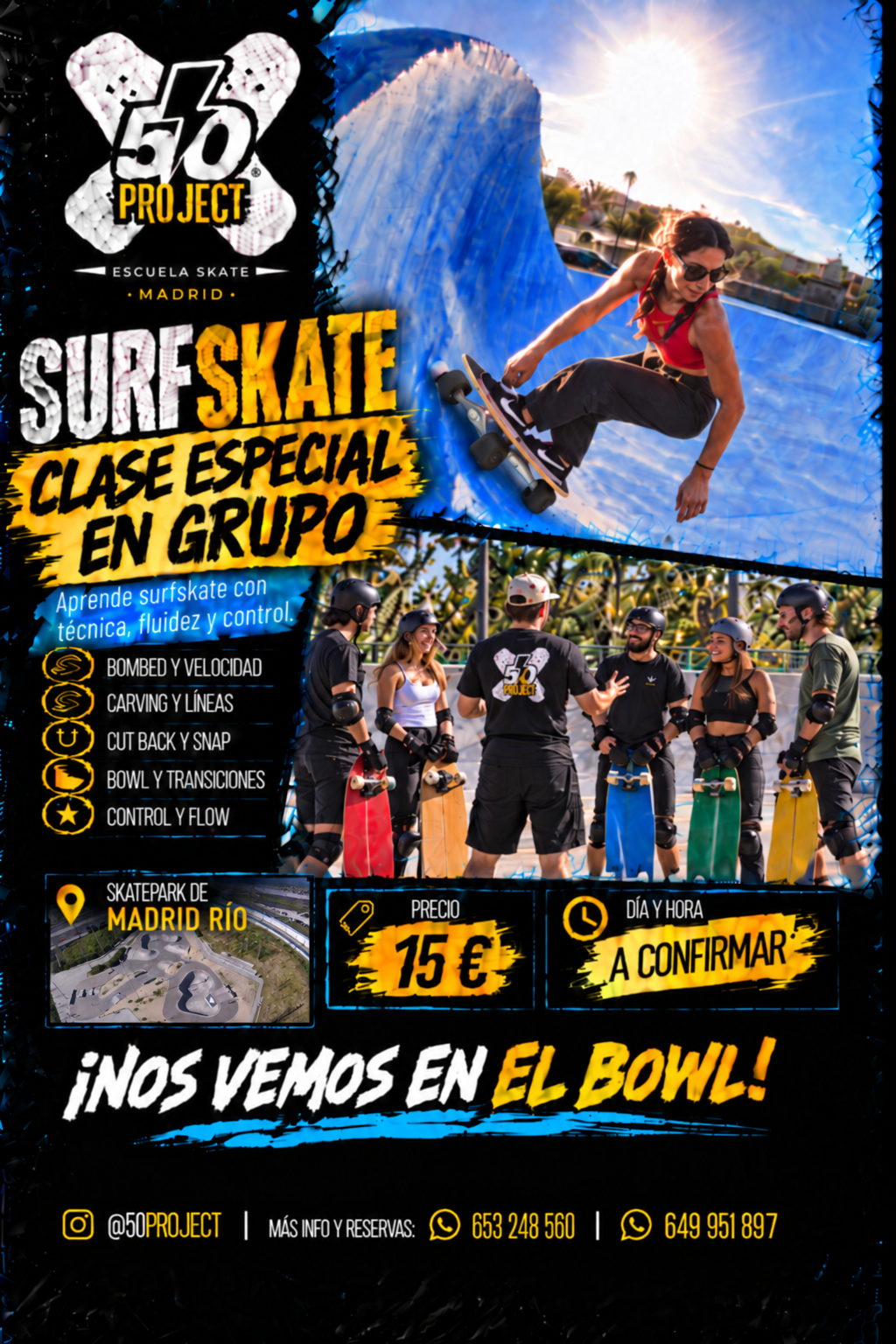 Cartel urbano de taller de surfskate
